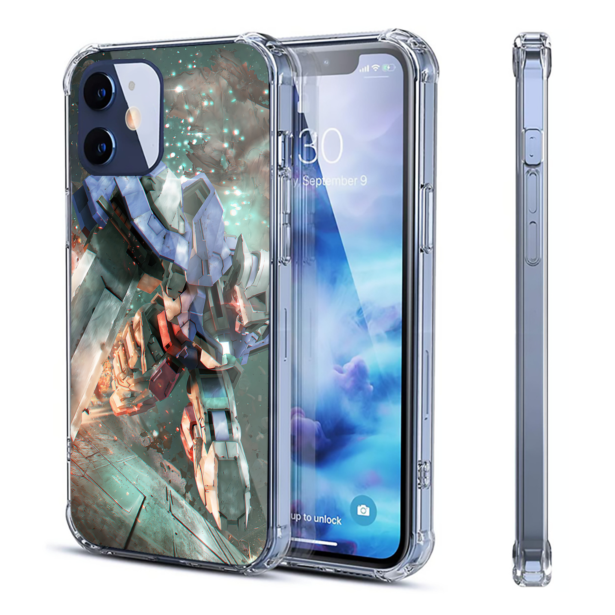 （画像用） 機動戦士ガンダム Mobile Suit Gundam 【iPhone 12シリーズ対応】透明スマホケース（クリアソフトケース）